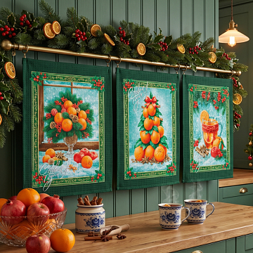 Полотно вафельное 150 см наб 29540-1 Сочный апельсин