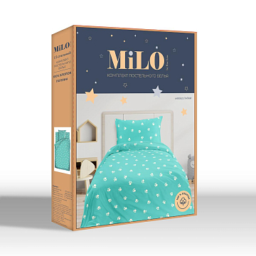 КПБ Milo by Fine Line Поплин 64008-1 Лапки на бирюзовом