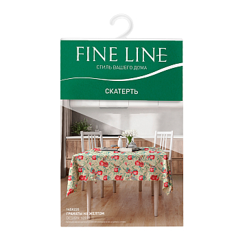 Скатерть рогожка Fine Line 62019-1 Гранаты на желтом